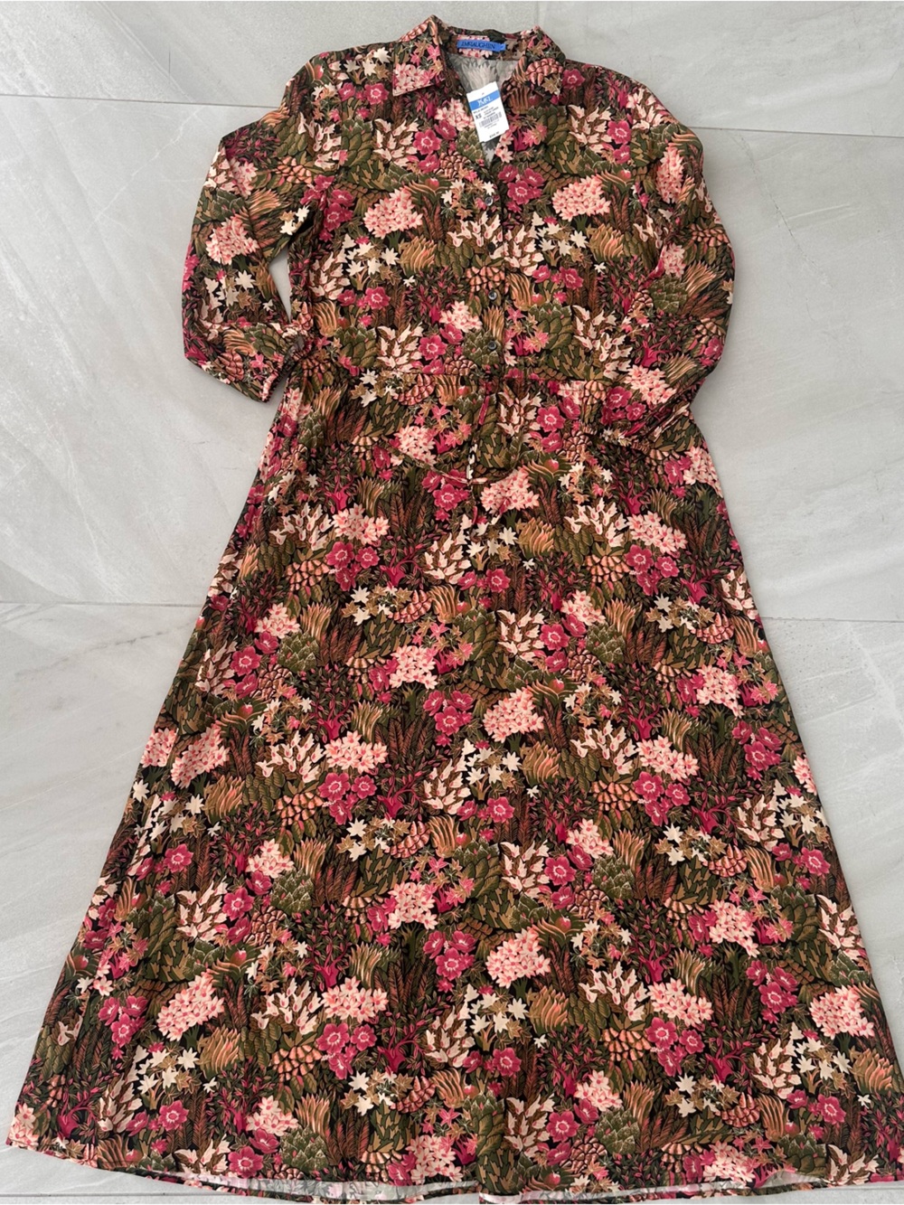 J MCLAUGHLIN NWT MOLLI KHAKI GARDEN MAXI DRESS SizeXS SILK BLD RETRO Y2K MODERN